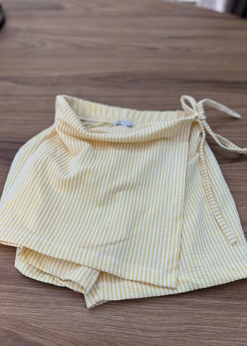 Zara Sarı Çizgili şort etek Salaş