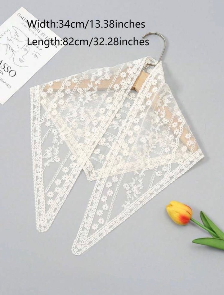 Dantel Detaylı Beyaz Bohem Kadın Bandana - Görsel 2