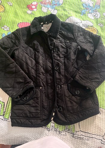 Düğmeli ve fermuarlı  Siyah içi polar puantiyeli mevsimlik mont - Görsel 6