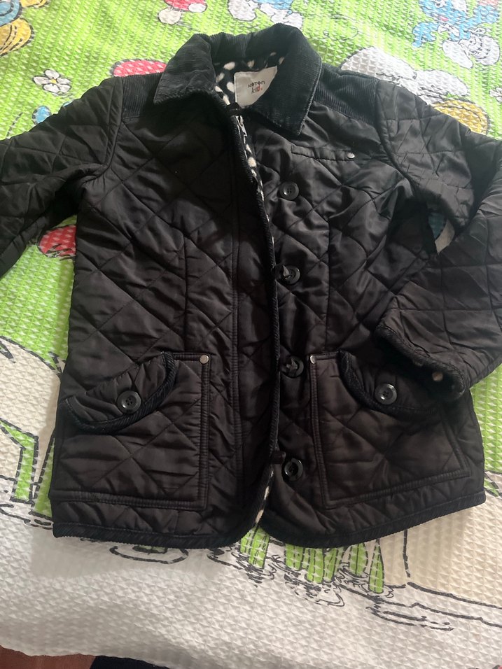 Düğmeli ve fermuarlı  Siyah içi polar puantiyeli mevsimlik mont - Görsel 3