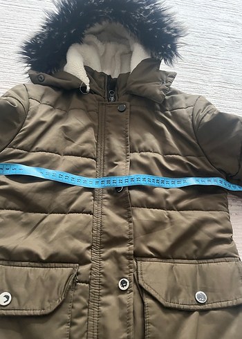 Kürk Detaylı haki kız çocuk  Mont - Görsel 3
