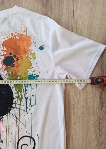 Renkli Baskılı Beyaz Kedi Temalı Tişört - Görsel 5