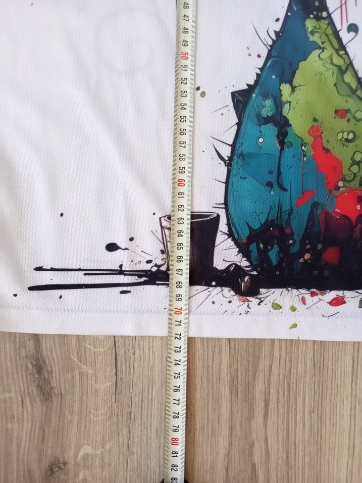 Renkli Baskılı Beyaz Kedi Temalı Tişört - Görsel 4