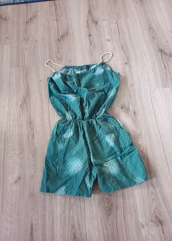 Kadın Turkuaz Askılı Mini Tulum - Görsel 2