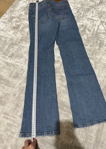 Kadın Mavi Bel Detaylı Normal Paça Jean - Görsel 6