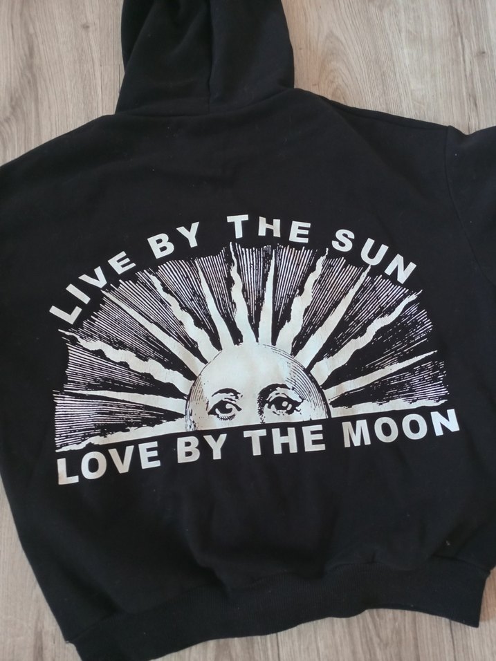 Siyah Kapüşonlu Baskılı Sweatshirt - Görsel 3