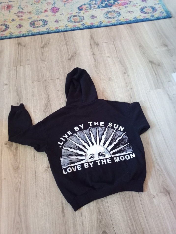 Siyah Kapüşonlu Baskılı Sweatshirt - Görsel 2