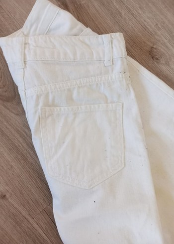 Beyaz Pamuklu Rahat Kesim Kadın Pantolon - Görsel 4