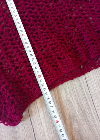 Bordo Örgü Kadın Mini Kazak - Görsel 5