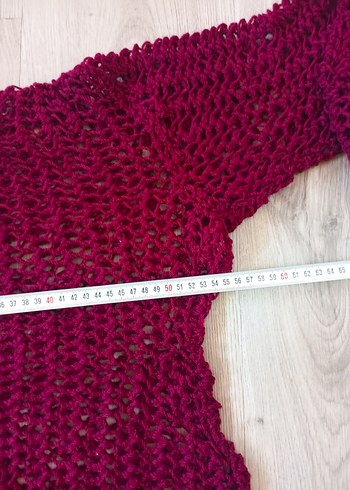 Bordo Örgü Kadın Mini Kazak - Görsel 4