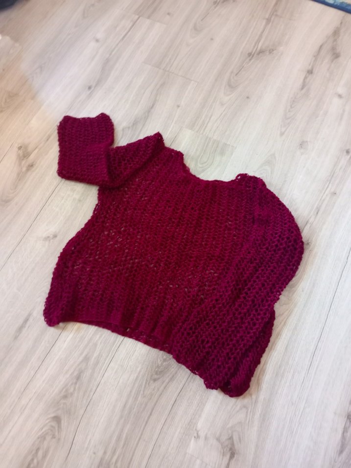 Bordo Örgü Kadın Mini Kazak - Görsel 2