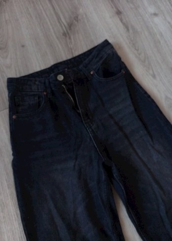 Gri Düğmeli Bol Kesim Kadın Jean - Görsel 5