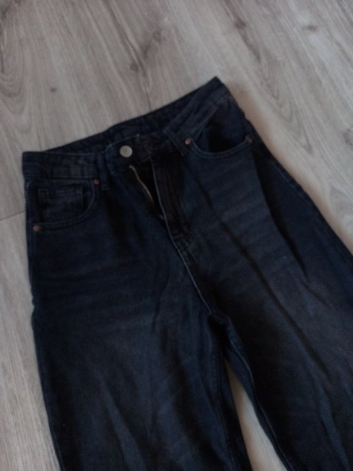 Gri Düğmeli Bol Kesim Kadın Jean - Görsel 5