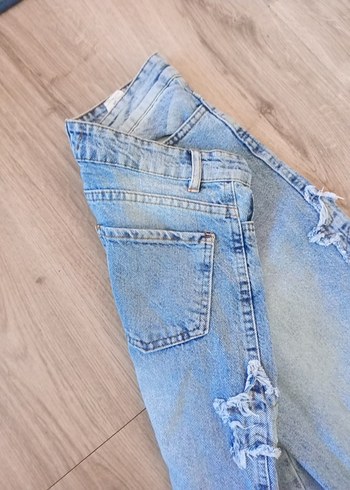 Mavi Gevşek Kesim Midi Kot Pantolon - Görsel 4