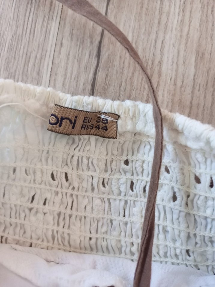 Dantel Detaylı Beyaz Straplez Mini Elbise - Görsel 3