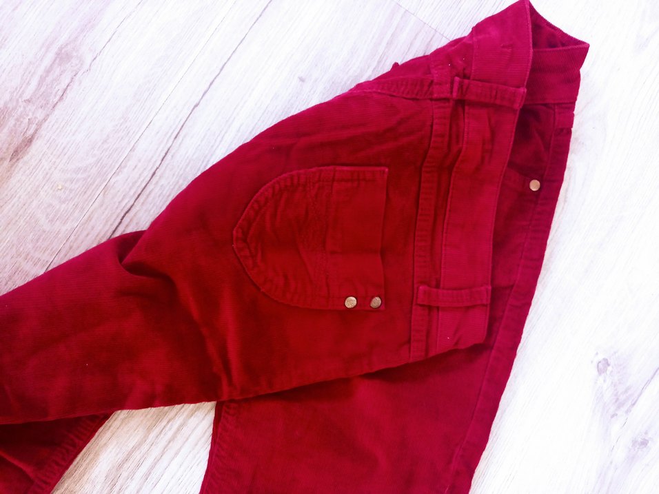 Bordo Kadın kadife  Kesim Pantolon - Görsel 3