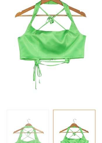 Yeşil Fermuarlı Mini Straplez Bustiyer - Görsel 2