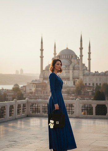 Fermuarlı Siyah Baskılı Kadın Omuz Çantası - Görsel 4