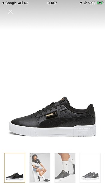 Puma carina 2.0 siyah kadın spor ayakkabı