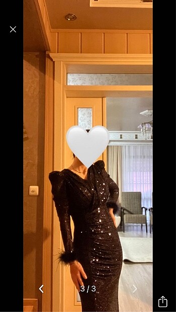 38 Beden Lacivert pullu payet uzun kollu abiye elbise