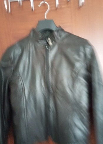 36 Beden Kadın Gri Deri Biker Ceket