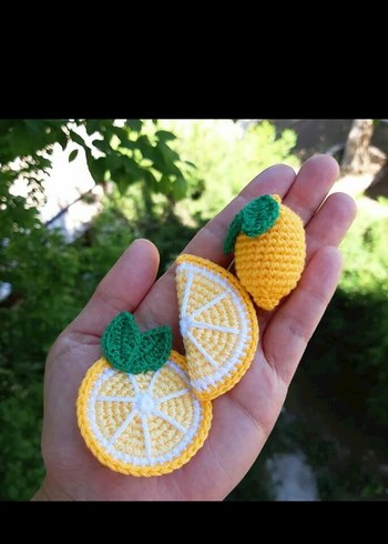 Renkli Örgü Turuncu toka Seti - Görsel 2