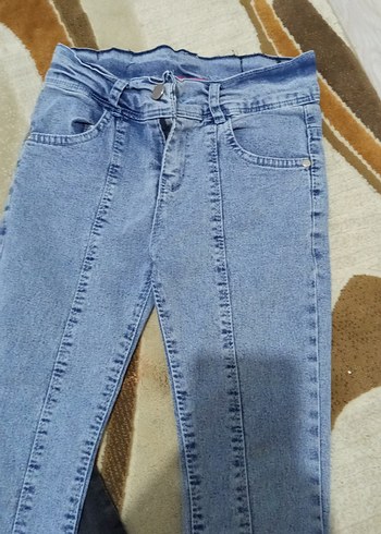 cocuk Mavi ve Gri Beli Tokalı Slim Jean - Görsel 2