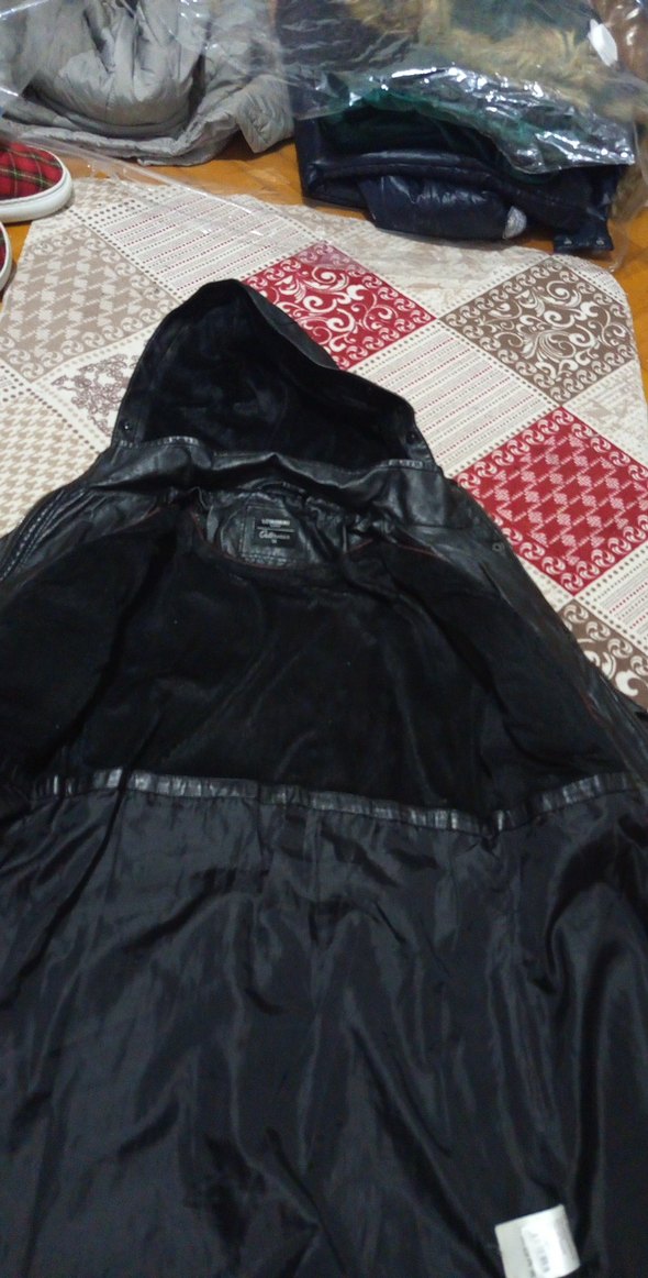 Kadın Siyah Deri Kapüşonlu Biker Ceket - Görsel 2