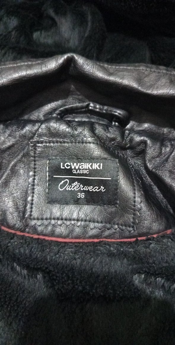 Kadın Siyah Deri Kapüşonlu Biker Ceket - Görsel 3