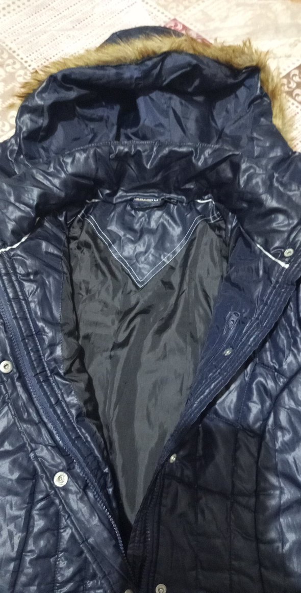 Kadın Mavi Kapitone uzun Kışlık Mont - Görsel 2