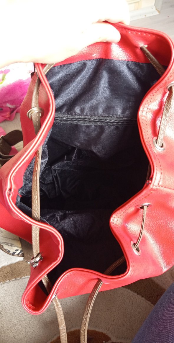 Kilitli Kırmızı Vintage Deri Sırt Çantası - Görsel 2