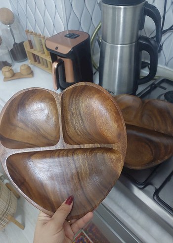 Parlak Kahverengi Bohem Üç Bölmeli Tabak - Görsel 2