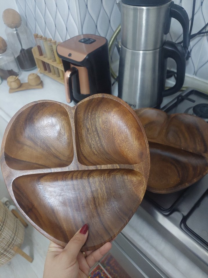 Parlak Kahverengi Bohem Üç Bölmeli Tabak - Görsel 2