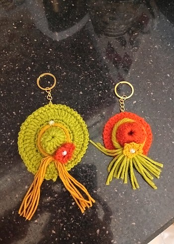 Renkli Püsküllü Bohem Anahtarlık Seti - Görsel 2