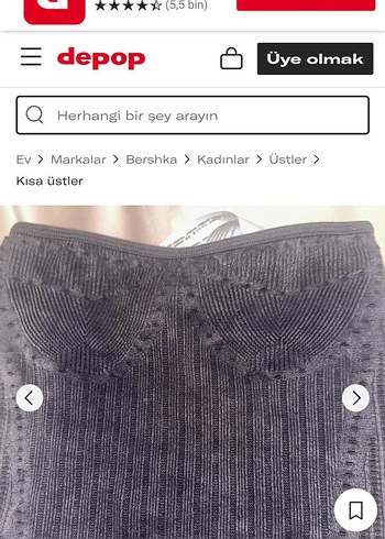Bershka Gri straplez crop - Görsel 2