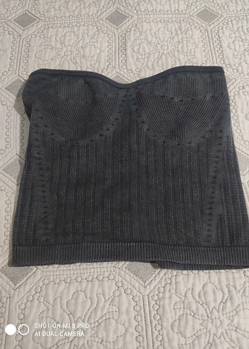 Bershka Gri straplez crop - Görsel 4