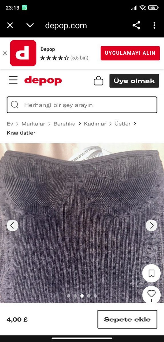 Bershka Gri straplez crop - Görsel 2