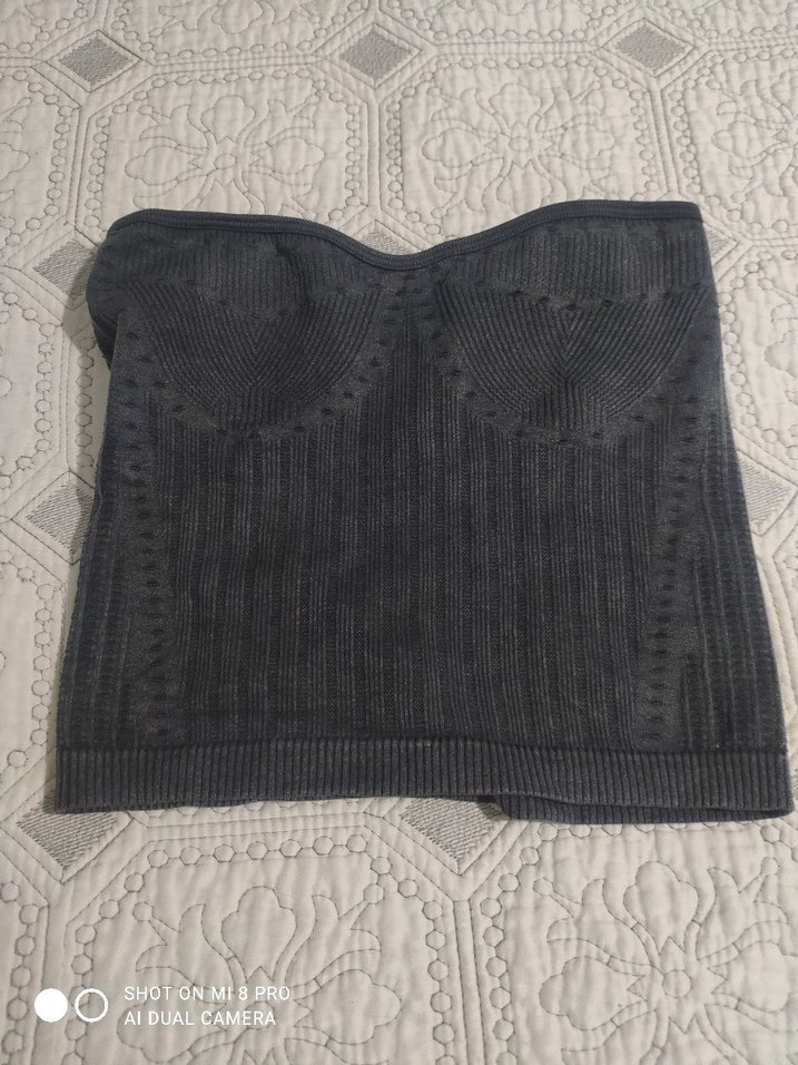 Bershka Gri straplez crop - Görsel 4