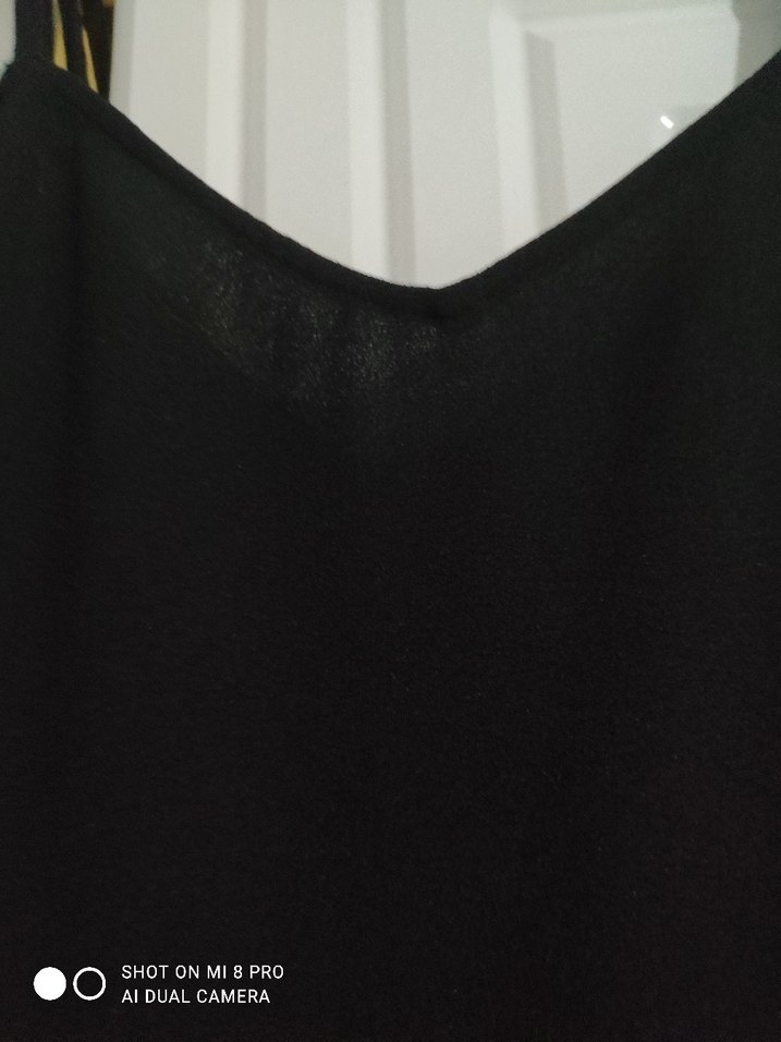 Siyah Mini V Yaka Kolsuz Elbise - Görsel 4