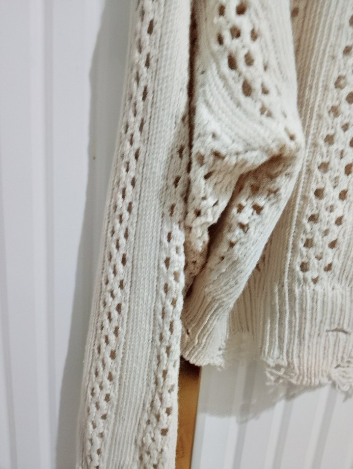 Bej Örgü Salaş Kadın Kazak - Görsel 3