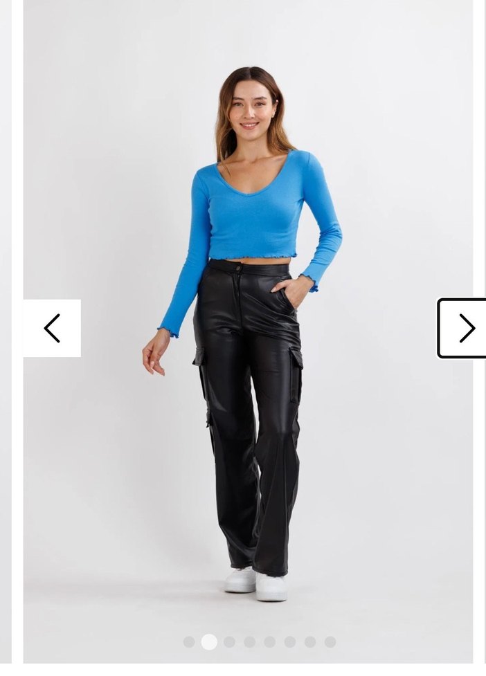 Uzun Kollu Kısa Mavi Bluz - Görsel 2