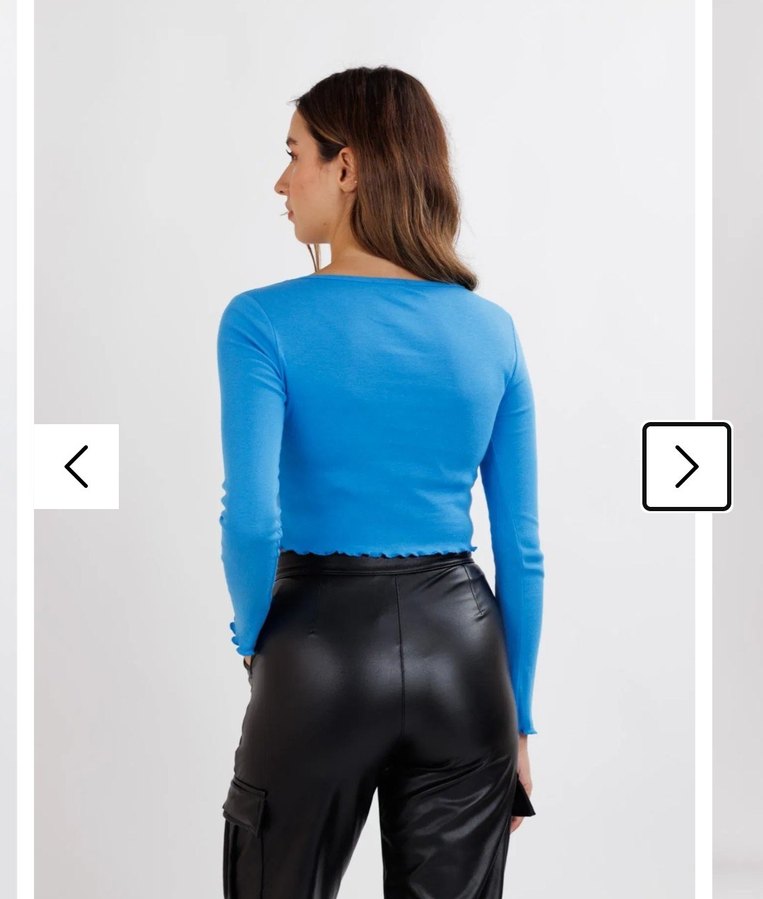 Uzun Kollu Kısa Mavi Bluz - Görsel 3