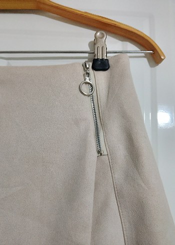 Bej Süet Kadın Mini Etek - Görsel 2