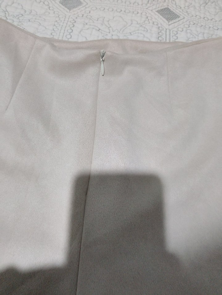 Bej Süet Kadın Mini Etek - Görsel 4