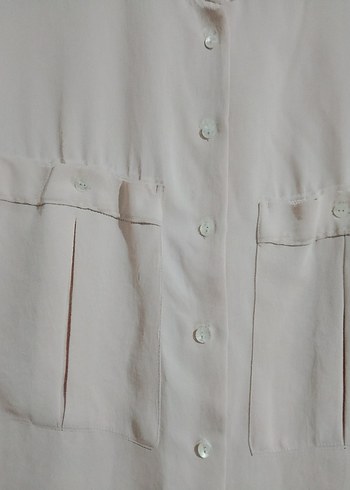 Mango orjinal Bej Düğmeli Uzun Kollu Kadın Gömlek - Görsel 6