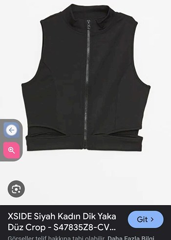 XSIDE Siyah Dik Yaka Kemerli Crop Top - Görsel 4