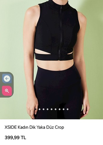 XSIDE Siyah Dik Yaka Kemerli Crop Top - Görsel 2