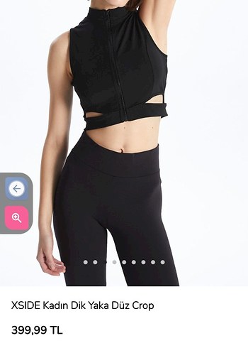 XSIDE Siyah Dik Yaka Kemerli Crop Top - Görsel 3