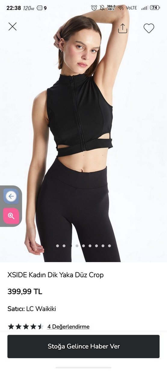 XSIDE Siyah Dik Yaka Kemerli Crop Top - Görsel 3