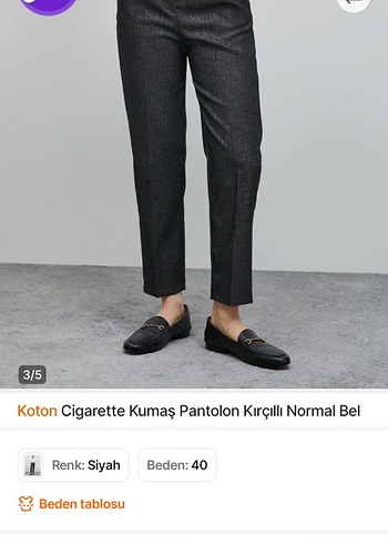 Koton Siyah Cigarette Kumaş Pantolon 40 Beden - Görsel 2